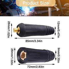 EATBALE Welding Cable Quick Connector Pair 10-25 mm DKJ10-25 DKZ10-25 200 Amp for Welding Cable Quick Assembly Plug Female Euro Plug (4 Units)
