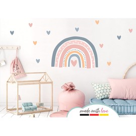 Little Deco DL938-1 Wall Sticker Children's Room Rainbow Hearts Wall Sticker Girls Boys Wall Decoration