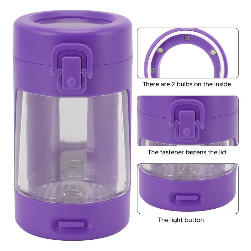 Glow Storage Jar with Grinder LED Waterproof Transparent Glass Seal