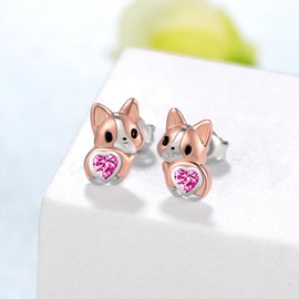 SCZKLAQ Corgi Earrings for Women 925 Sterling Silver Corgi Dog Earrings Cute Animal Puppy Dog Jewelry for Women Corgi Gifts for Corgi Lovers (October)