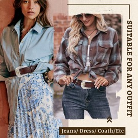 BELTROAD Vintage Western Leather Buckle Belt for Women Men Cowgirl Cowboy Mens Leather Belt Women Western Belt Gifts