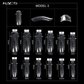 KADS 120PCS Clear Full Cover Dual Nail System Form UV Gel Acrylic Nail Art Mold Artificial Nail Tips with Scale for Extension (MODEL 3)