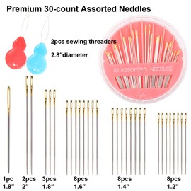 Eketirry 120pcs Premium Hand Sewing Needles，4 Pack 30-Count Assorted Needles for Sewing Repair, 6 Different Sizes Sewing Needles with 2 Threaders (Pink& Black,2)