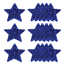 MECCANIXITY 20 Pcs Sequin Star Iron on Patches, 2.6 x 2.4 Inch Embroidery Sequin Patches for Clothing Repair Backpack Shoes Decoration, Deep Blue