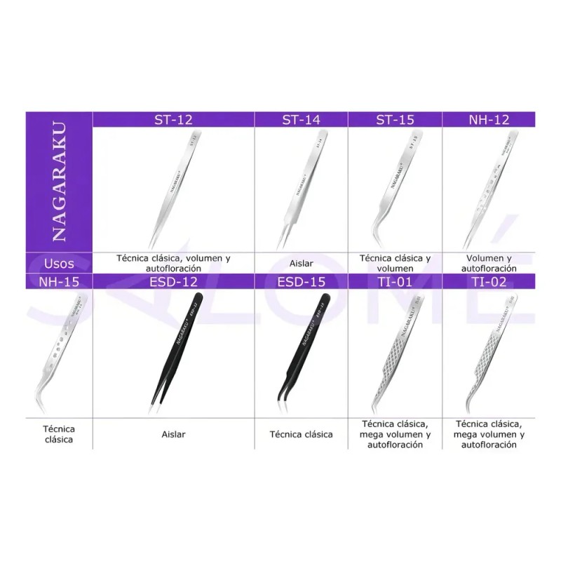 Pinza de extensión de pestañas Nagaraku St-15