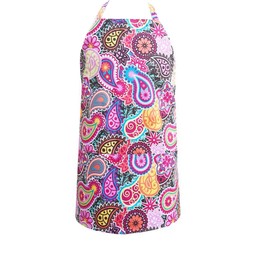 Two Lumps of Sugar Paisley Medallion Utility Apron, 25-inch Length, Cotton