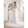 WEZTEZ Bridal Veils Beaded Edge Wedding Veil,1 Tier Pearl Crystal