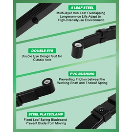 New Double Eye Trailer Axle Spring Trailer Leaf Springs 4 Leaf 2000lbs Capacity fit for Vehicles Trailers 2 Pack