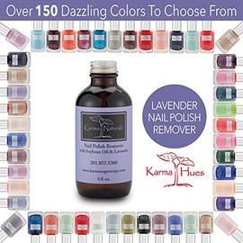 Karma Organic Natural nail polish remover Soybean Lavender Oil Based Formula non toxic vegan cruelty free moisturize and Nourish Nails 4 fl. oz.