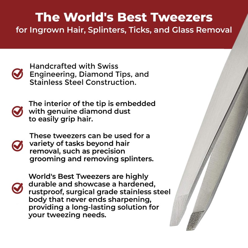 WBT Diamond Tip Slant Precision Tweezer for Eyebrow & Ingrown