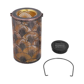 LED Solar Lantern Retro Iron Hollow Portable Warm Light Outdoor Solar Lantern for Lawn Courtyard
