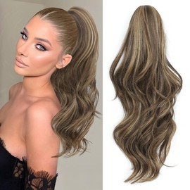 VEGALILY Ponytail Extension 20inch Claw Clip Ponytail Hair Extensions Layered Clip in Ponytail Drawstring Pony Tail Hair Pieces for Women