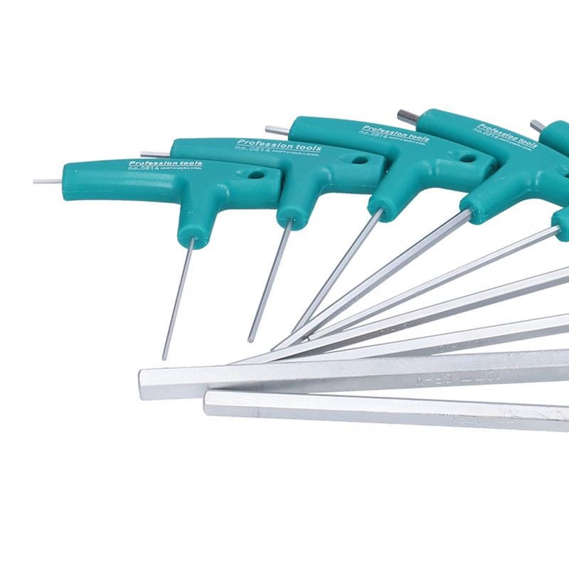 9Pcs Hex Wrench TShape Double Head NonSlip Handle Screw Tightening