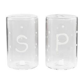 Mud Pie Happy Glass S And P; 3 1/4" x 1 3/4" dia