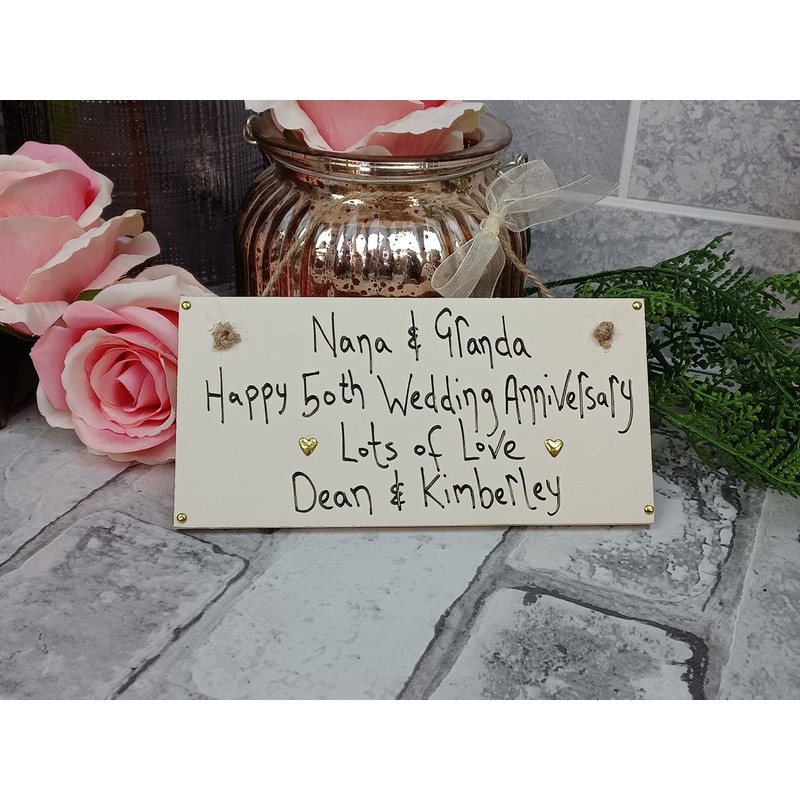 MadeAt94 Nana and Grandad 50th Golden Wedding Anniversary Gift Wooden