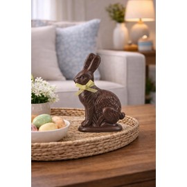 GALLERIE II Dark Chocolate Resin Gold Ribbon Easter Rabbit Medium Decorative Figurine 4.57" x 6.54" Spring Home Living Room Fireplace Mantel Kitchen Tabletop Bedroom Bathroom Premium Luxury Decor