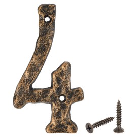 sourcing map House Address Number, 5.5 Inch Cast Iron Vintage Wall Number 4 Outside Numbers for Home Street Office Mailbox Sign, Black & Gold
