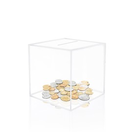 Money Box for Adults,Acrylic Piggy Bank Square Money Box Break to Open Money Box Money Saving Box Smash Money Box 15 x 15 x 15cm