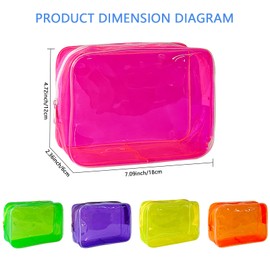 TotePrint Clear PVC Toiletry Bags in 1 Bright Colours Large Capacity, Orange-1 piece, Modern