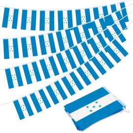 32.8 ft Honduras Flag Banner, 30 Pcs Mini Honduran Country String Flags, Blue White HN Bunting for Honduran National Day, Festivals, Parades, Home, Garden, Indoor, Outdoor Decorations