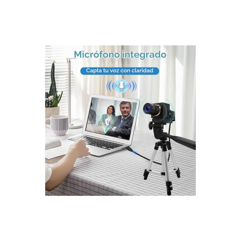ELP Cámara USB 4K con micrófono Zoom manual Cámara web