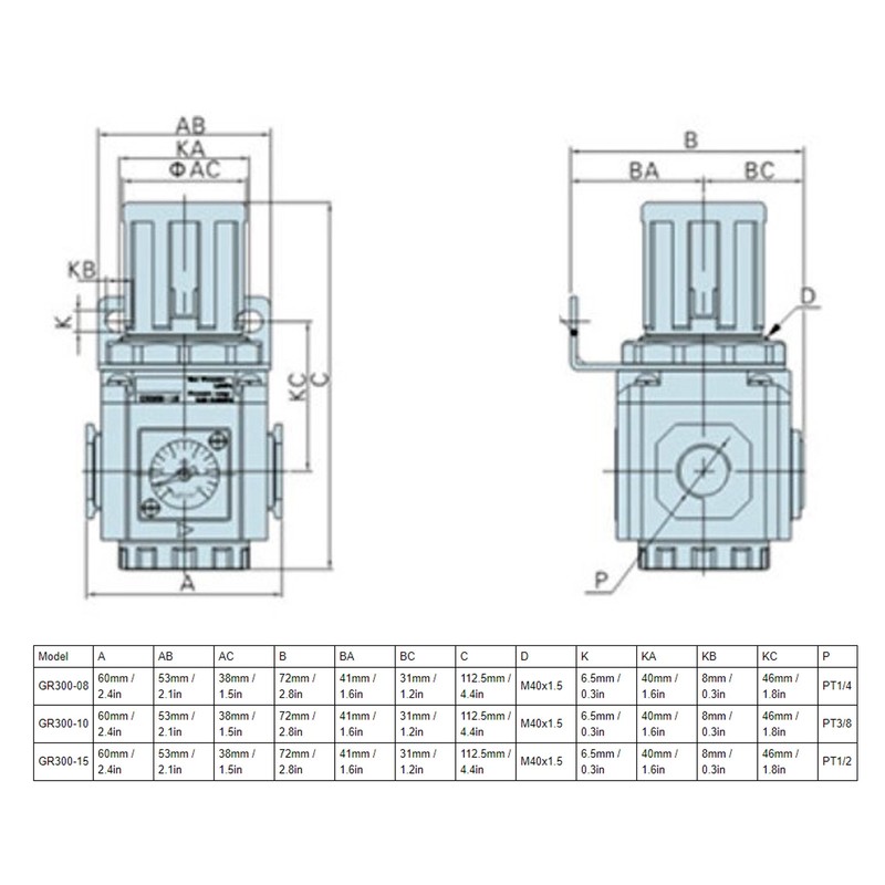 Air Compressor Regulator Aluminum Alloy Pressure Regulating Valve with Gauge