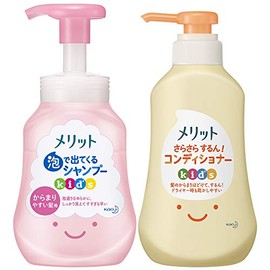Merit Foaming Shampoo, Kids, Pump for Tangle Hair, 10.1 fl oz (300 ml) + Smooth, Conditioner, Kids Pump, 12.2 fl oz (360 ml), Set of 2, Assorted