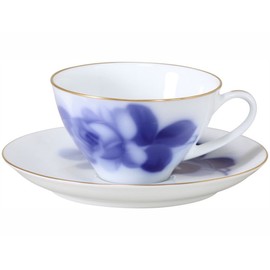 Okura Tien 30C/8211 Blue Rose Cup & Saucer, Coffee Tea, Approx. 7.5 fl oz (210 cc), Made in Japan