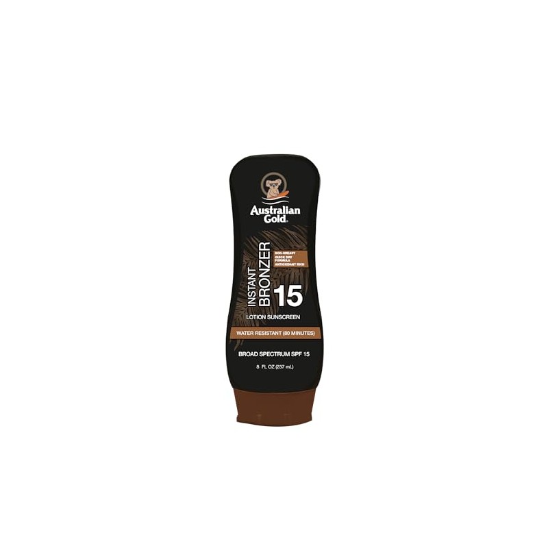 Australian Gold Instant Bronzer Water Resistant Sunscreen Lotion SPF 15,