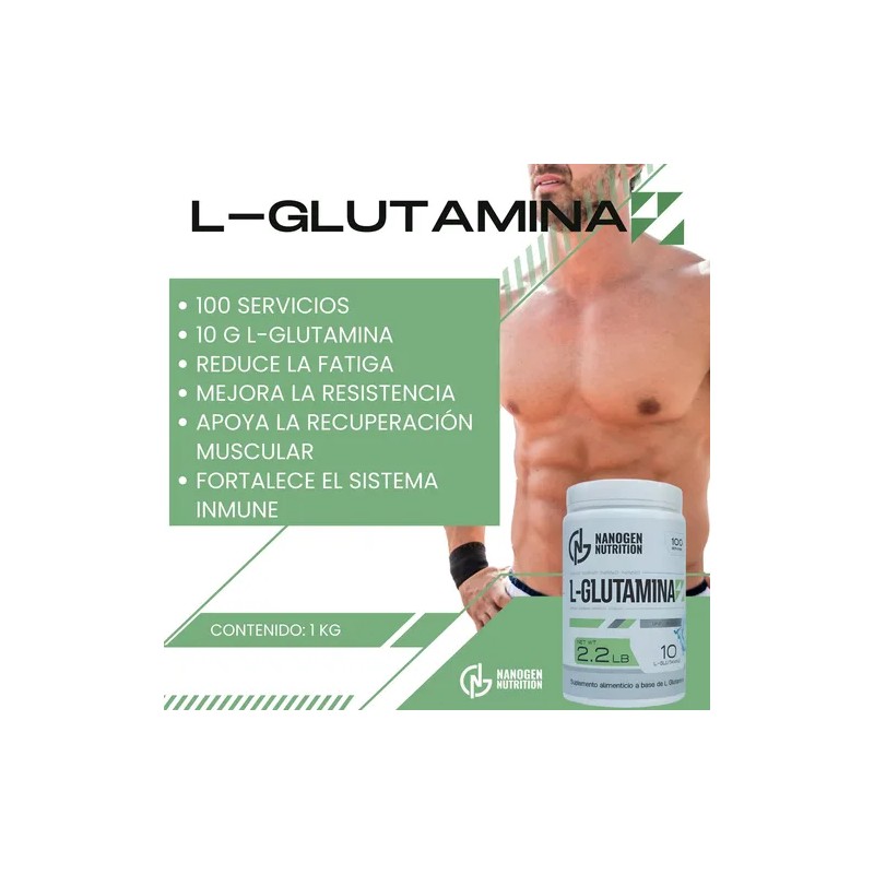 L-glutamina Suplemento 1 Kg Nanogen Nutrition 100 Servicios