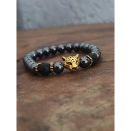 Pulsera De Jaguar Con Piedra Volcánica                                                                                                                