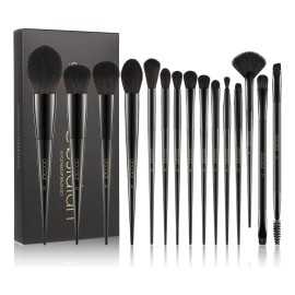 Juego De Brochas De Maquillaje Profesional Docolor, 15 Uds. Color Negro