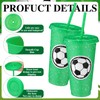 Domensi 12 Pcs Sport Soccer Plastic Cups with Lid and