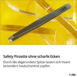 Rubis Safety Tweezers Round - Skin-friendly Eyebrow Tweezers - Rounded