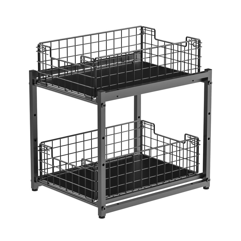 Under Sink Organizer, 2-Tier Pull Out Cabinet Organizer, Kitchen Bathroom