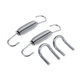 Qiilu 2x Motorcycle Exhaust System Fully Rotating Mounting Springs Stainless Steel