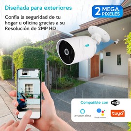 DuoSmart Cámara para Exterior Wifi 1080P con Audio bidireccional, Visión Nocturna, Detección de Movimiento,Compatible con Alexa/Google/Tuya