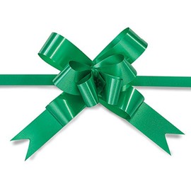Pack Of 100, 4" Solid Deep Emerald Butterfly Pull Bows Magic Pull Bows 100% Polypropylene For Baskets & Gifts