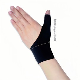 Aorsky 手首親指サポーター 親指付け根サポーター 親指固定【内蔵スプリングサポート】薄手 軽量化 マジックテープ加圧 脱着簡単 仕事 家事 育児 男女兼用 ブラック 左手 S 親指囲サイズ（6 CM以下）