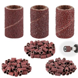 300Pcs Sanding Bands for Nail Drill, Brown Sanding Bands for Nail Drill Polishing Nail Cuticle Removal with 80# 120# 150 Grit for Professional Nail Salons DIY