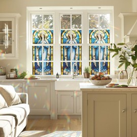 Decorative The Merciful Virgin Mary Stained Glass Window Film, The Merciful Virgin Mary Stained Glass Window Film for Bathroom Door Heat Anti UV R1