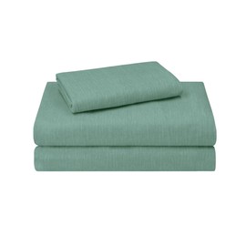 Featherhead 100% Cotton 4PCs Flannel Sheet Set | Double-Brushed for Extra Softness, Warm & Breathable, Extra Deep Pockets fits Up to 17” (Heather Green, Twin)