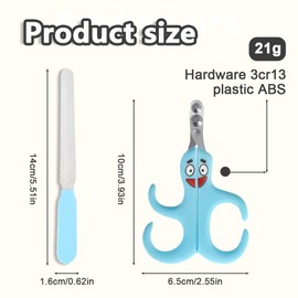 OUDQFCJ 1 x Professional Claw Scissors with Positioning Hole with 1 Nail File Cat Claw Cutter for Cats Kittens Rabbits Guinea Pigs Birds Puppies and Small Animals Blue