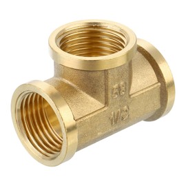 QUARKZMAN Brass Tee Pipe Fitting, 1/2" x 1/2" x 1/2" NPT 3-Way Tee Connector for Transporting Gas Pipes, 1 Piece
