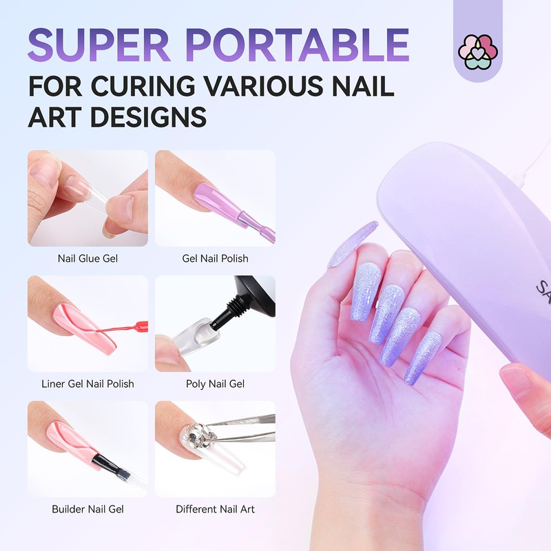 Saviland Mini UV Nail Lamp: 12W Fast Curing Mini Nail