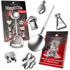 WEIDEBACH® Fun Tin Casting Set, Lead Casting Alternative Including Book with Over 500 Interpretations, Non-Toxic Tin Casting as a New Year's Eve Game, Environmentally Friendly Tin Casting Set, Tin