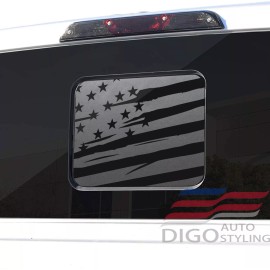 Digo Auto Styling 2015-2024 Ford F150 F250 F350 Back Middle Window American Flag Decal Sticker BLK
