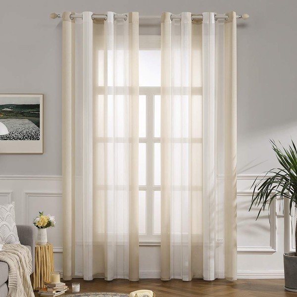MIULEE Transparent Voile Curtains with Eyelets, Tab-Top Curtains for the
