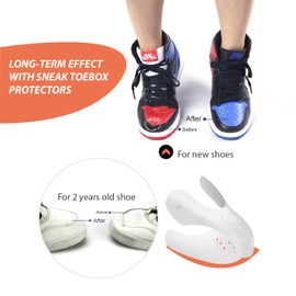 CuteHome 4 Pairs Mens Trainer Toe Caps Anti Wrinkle Shoe Protector Size 6-11, White