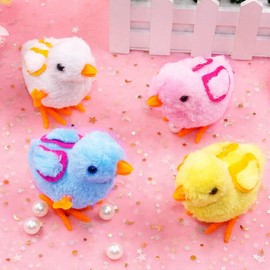 Audaisyly Chick Bunny Wind Up Toys for Kids, 4 PCS Clockwork Novelty Jumping Hopping Toy for Easter Egg Hunt Basket Stocking Party Birthday Gift